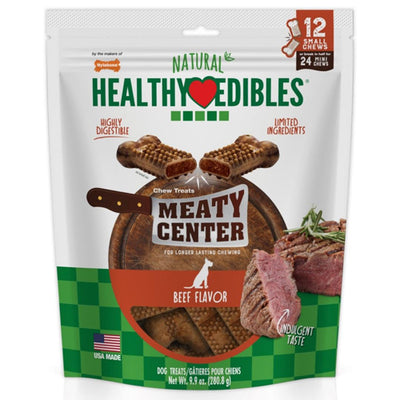 Nylabone Healthy Edibles Meaty Center Natural Dog Treats Beef: 1ea/SMall 12 ct
