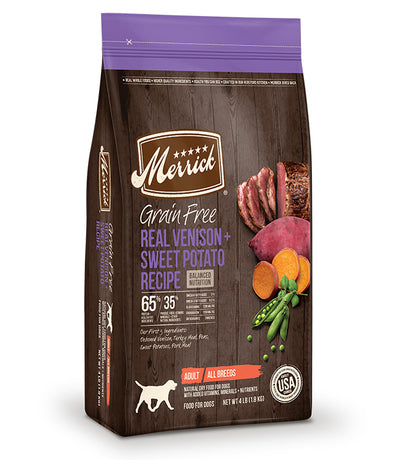 Merrick Grain Free Real Venison + Sweet Potato Recipe Dry Dog Food 4Lbs