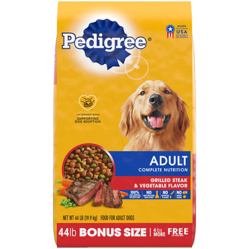 Pedigree Complete Nutrition Adult Dry Dog Food Grilled Steak Vegetable 44 lbs.