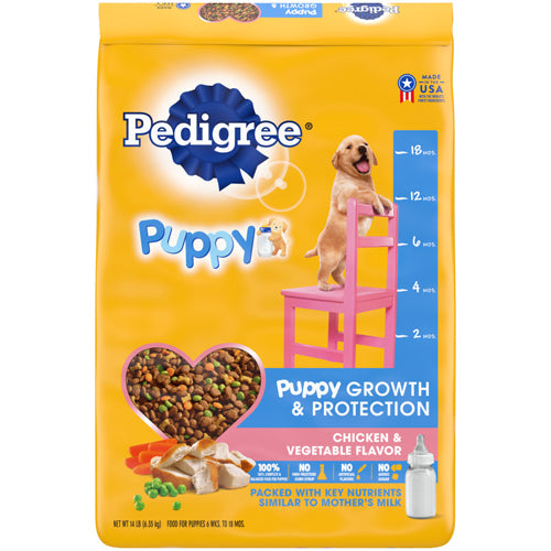 Pedigree Puppy Growth Protection Dry Dog Food Chicken Vegetable 14 lbs.