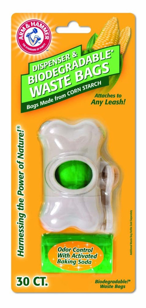 Arm and Hammer Bone Dispenser and Disposable Corn Starch Waste Bags White; Green One Size 30 Count