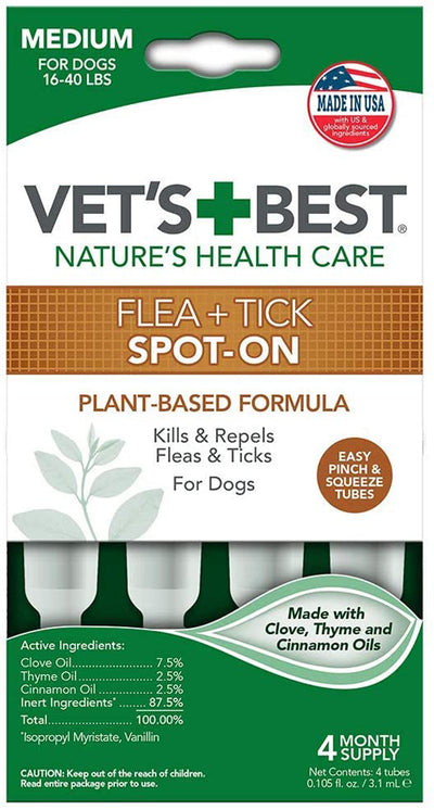 Vets Best Flea and Tick Spot-On 3.1 ml 4 Count