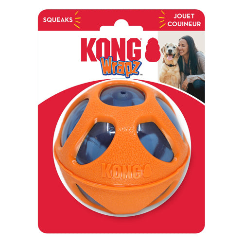 KONG Wrapz Dog Toy Ball Orange 1ea/LG