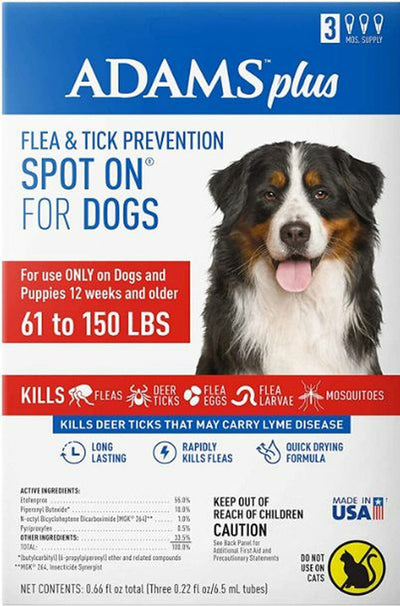 Adams Plus Flea and Tick Prevention Spot On for Dogs; X-Large Dogs 61 to 150 lbs