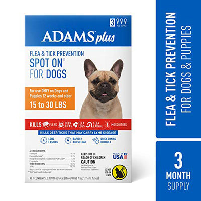 Adams Plus Flea and Tick Prevention Spot On for Dogs; Medium Dogs 15 to 30 lbs