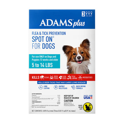 Adams Plus Flea and Tick Prevention Spot On for Dogs; Small Dogs 5 to 14 lbs