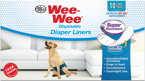 Four Paws Wee-Wee Super Absorbent Disposable Dog Diaper Liners 10 Count