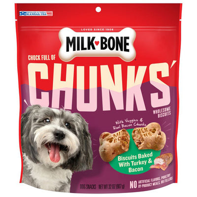 MilkBone Chock Full of Chunks Dog Treats Turkey and Bacon; 1ea-32 oz