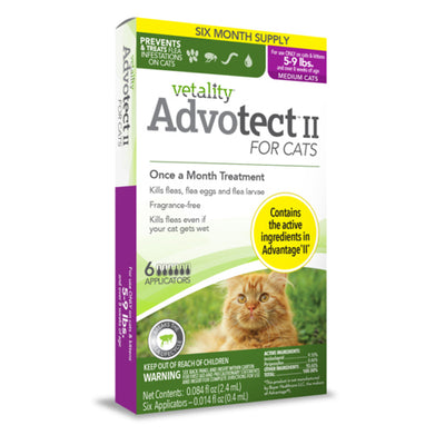 Vetality Advotect II Cat Flea Treatment Cats 5-9 lbs; 6 Doses