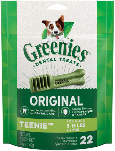Greenies Original Dog Dental Treat 6 oz 22 Count Teenie