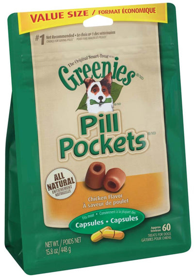 Greenies Pill Pockets Dog Treats Chicken Flavor Capsule 60 Count 15.8 oz