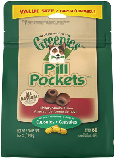 Greenies Pill Pockets Dog Treats Hickory Smoke Capsule 60 Count 15.8 oz