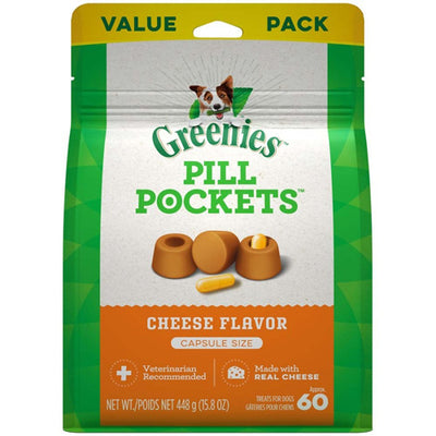 Greenies Pill Pockets Dog Treats Cheese Flavor Capsule 60 Count 15.8 oz