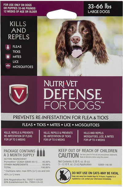 Nutri-Vet Defense+ Flea & Tick 1ea/Extra Large Dogs, 66+ lb, 4 pk
