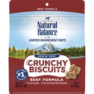 Natural Balance Pet Foods L.I.D. Grain Free Crunchy Biscuits Beef 10 oz