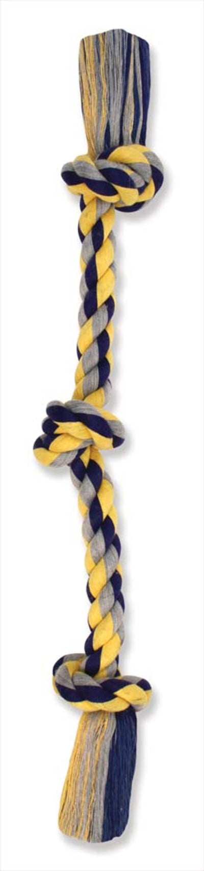 Mammoth Pet Products Cottonblend 3 Knot Rope Tug Toy 3 Knots Multi-Color 10 in Mini