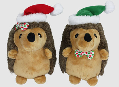 Multipet Hedgehog w- Bowtie and Santa Hat 8 inch