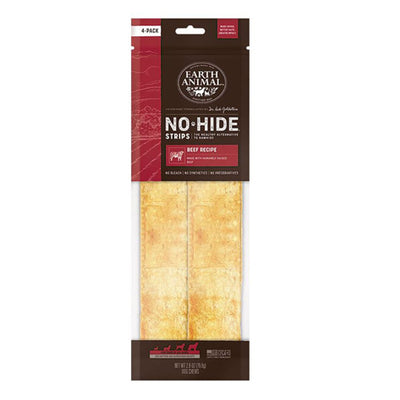 Earth Animal Dog No Hide Strips Beef 4 Pack