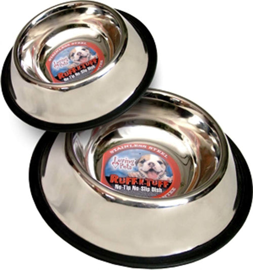 Loving Pets Traditional No-Tip Stainless Steel Dog Bowl Silver 16 Ounces