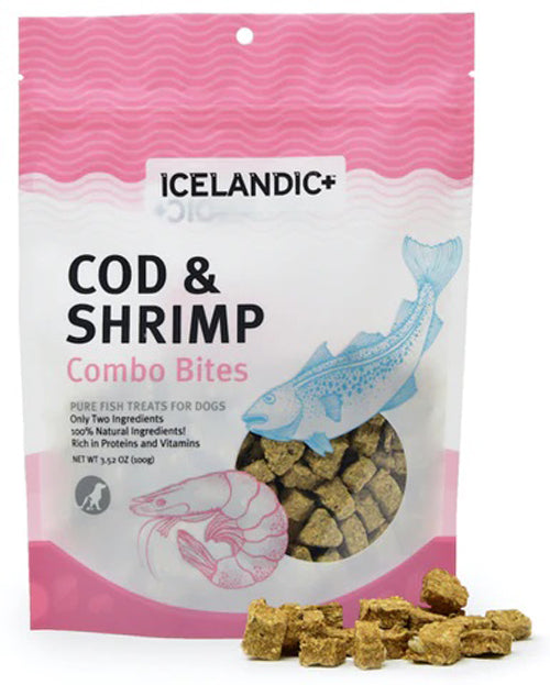 Icelandic Cod and Shrimp Combo Bites Fish Dog Treat 3.52-Oz Bag