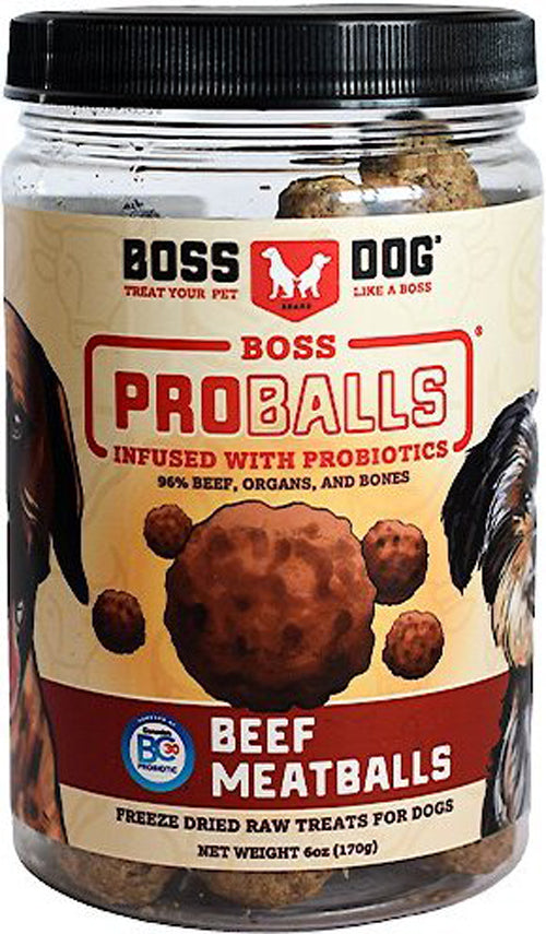Boss Dog Treat Freeze Dried Raw Meatball Jar Beef 6oz