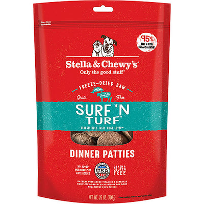 Stella and Chewys Dog Freeze-Dried Dinner Patties Surf and Turf 25 Oz