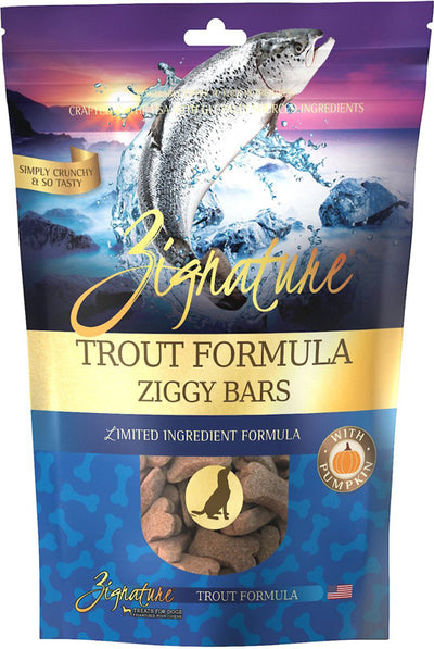 Zignature Dog Ziggy Bar Treat Trout 12oz.
