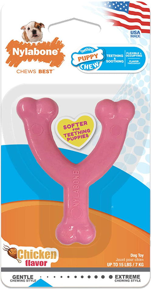 Nylabone Puppy Chew Toy Wishbone Puppy Pink Original; Chicken; 1ea-XS-Petite 1 ct