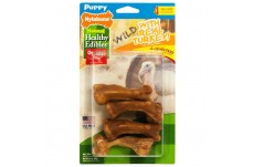 Nylabone Healthy Edibles WILD Puppy Natural Long Lasting Turkey Dog Chew Treats Puppy Wild Bone; 1ea-SMall-Regular 4 ct