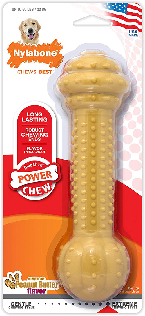 Nylabone Barbell Power Chew Durable Dog Toy Flavor Medley Flavor; 1ea-Large-Giant Up To 50 lb