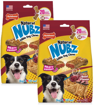 Nylabone Nubz Meaty Center Natural Long Lasting Edible Dog Chews 20 count; 1ea-SMall Up To 30 lb