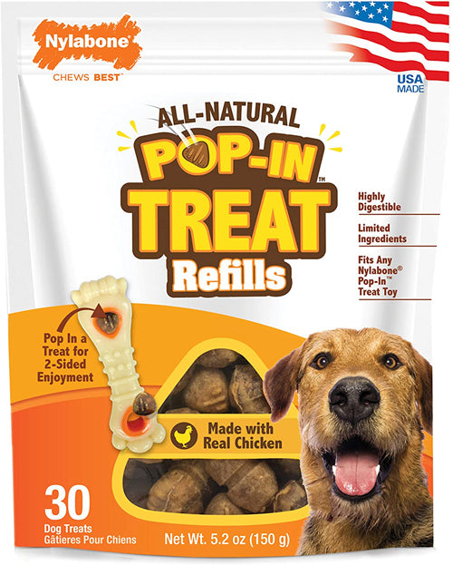 Nylabone PopIn Dog Treat Refills for Treat Toy Combo Treat Refill; Chicken; 1ea-Medium-Wolf 30 ct