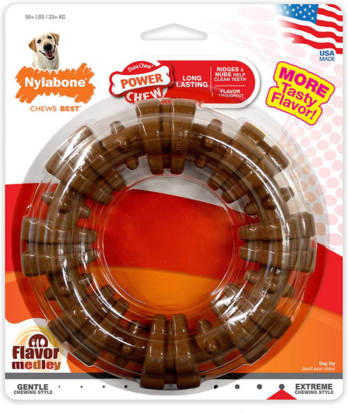 Nylabone Power Chew Textured Dog Chew Ring Toy Ring; Flavor Medley; 1ea-SMall-Regular 1 ct