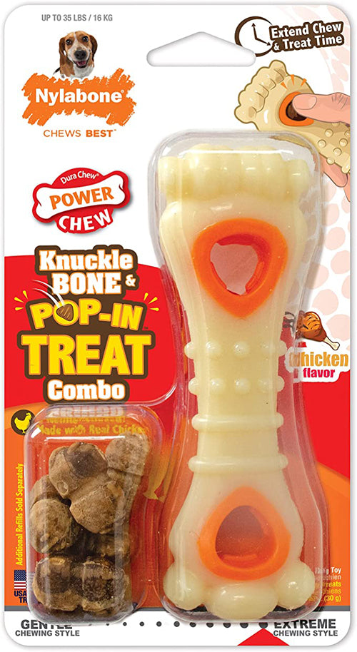 Nylabone Power Chew Knuckle Bone PopIn Treat Dog Toy Combo Chicken; 1ea-XS 1 ct