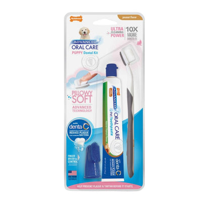 Nylabone Advanced Oral Care Puppy Dental Kit with Pillowy SoftBristle Toothbrush UltraSoft, 1ea/Puppy 3 ct