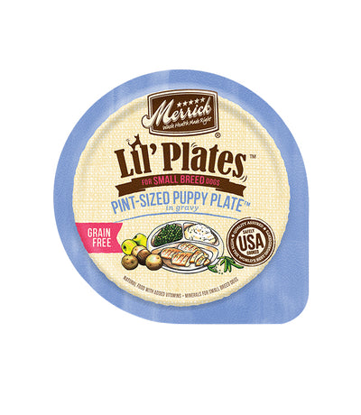 Merrick Lil Plates Grain Free Pint-Sized Puppy Plate in Gravy Dog Food (Case of 12)