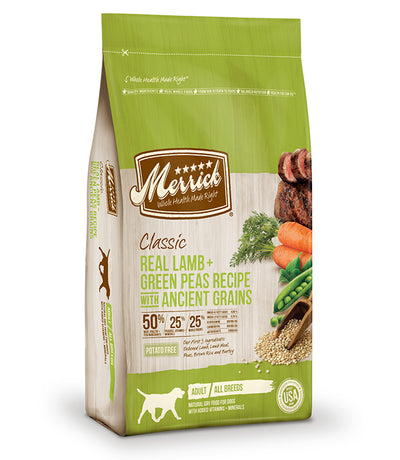 Merrick Classic Real Lamb and Green Peas Recipe With Ancient Grains 4 Lbs