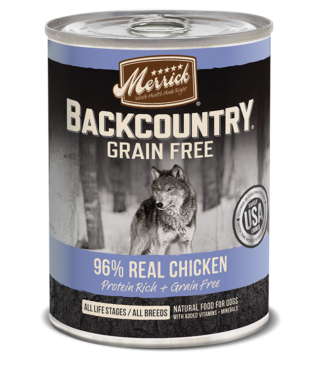 MERRICK DOG BACKCOUNTRY GRAIN GREE 96% CHICKEN 12.7OZ (Case of 12)