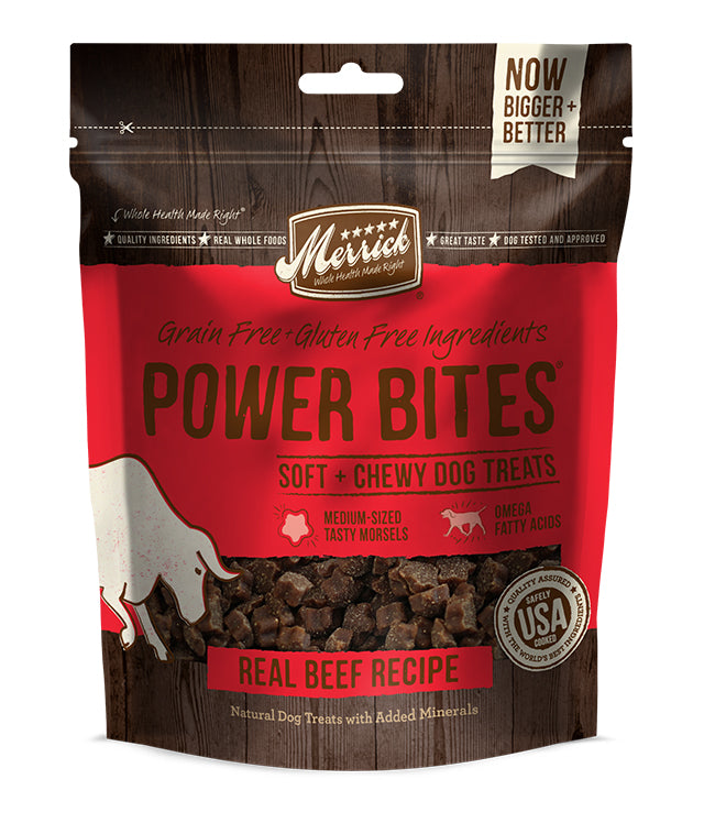 Merrick Power Bites Real Beef Recipe 6 Oz.(Case Of 6)