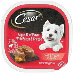 Cesar Angus Beef Flavor With Bacon and Cheese Loaf Wet Dog Food 24Ea/3.5 Oz, 24 Pk