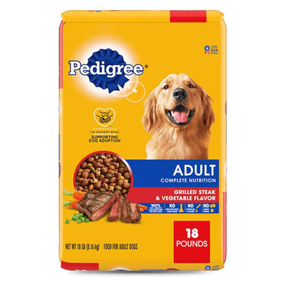 Pedigree Complete Nutrition Adult Dry Dog Food Grilled Steak Vegetable, 1ea/18 lb