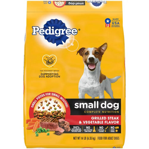 Pedigree Complete Nutrition Small Breed Adult Dry Dog Food Grilled Steak Vegetable; 1ea-14 lb