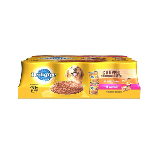 Pedigree Chopped Ground Dinner Multipack Beef and Chicken Dog Food 13.7 oz 12 Pack