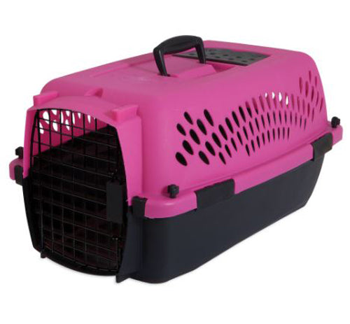 Aspen Fashion Pet Porter Dog Kennel Hard-Sided Dark Pink; Black 23 in