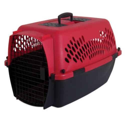 Aspen Fashion Pet Porter Dog Kennel Hard-Sided Deep Red; Black 26 in