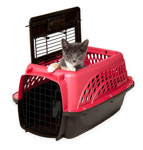 Petmate 2 Door Top Load Dog Kennel Hard-Sided Hot Pink; Black 19 in