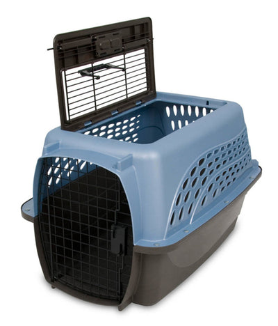 Petmate 2 Door Top Load Dog Kennel Hard-Sided Pearl Ash Blue; Black 24 in