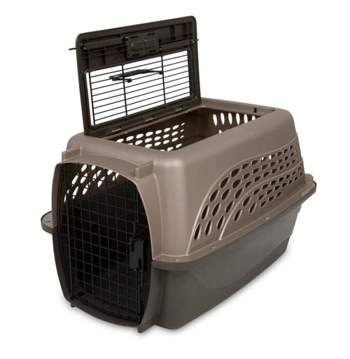 Petmate 2 Door Top Load Dog Kennel Hard-Sided Metallic Pearl Tan; Coffee Grounds 24 in