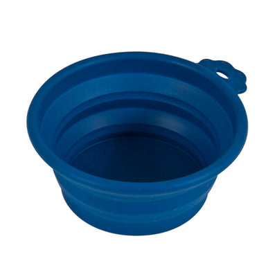 Petmate Silicone Round Travel Pet Bowl Navy Blue Medium