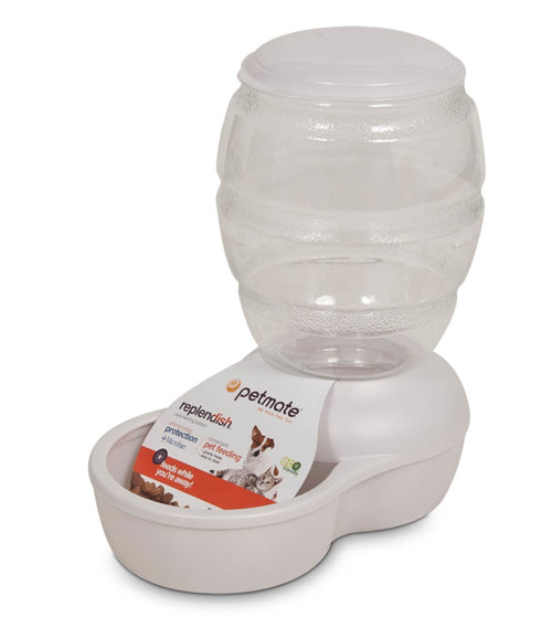 Petmate Replendish Feeder with Microban Pearl Silver Grey Small